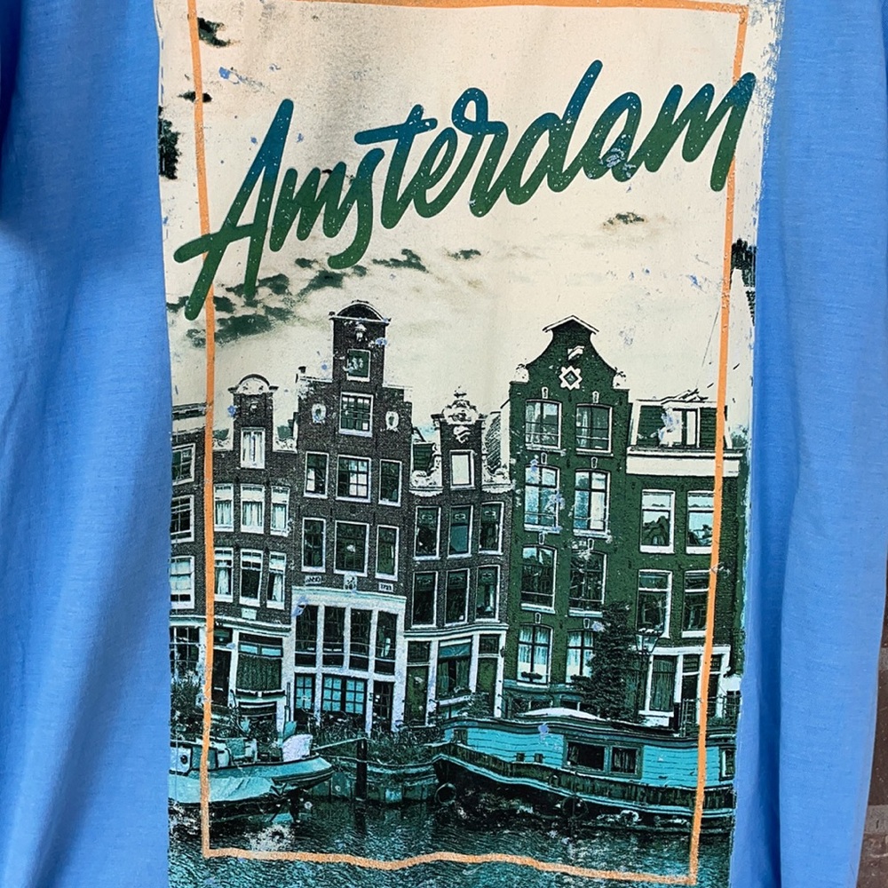 Univibe Light Blue Amsterdam Cityscape T-Shirt - Picture 2 of 7